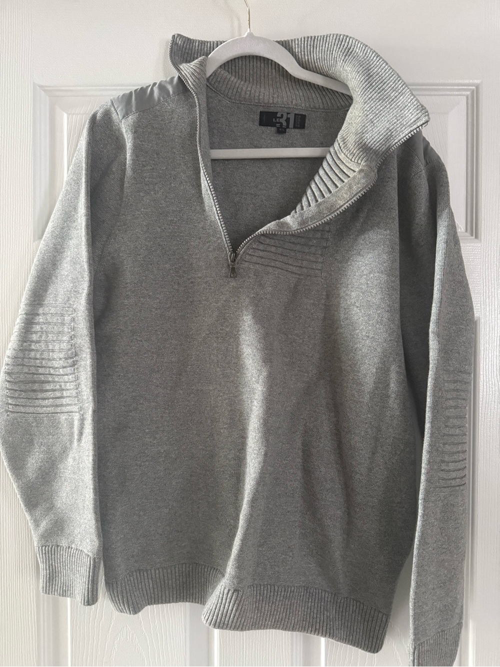 Simons Cotton Gray Mock-Neck Half-Zip Sweater Large - Picture 6 of 7